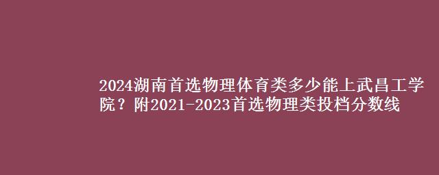 2024湖南首选物理体育类多少能上武昌工学院？附2021-2023物理类投档分数线